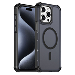 Dual Layer Electroplated Border Wireless Charging Case (BLACK) for iPhone 15 Pro Max (Only Ground Shipping)