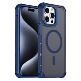 Dual Layer Electroplated Border Wireless Charging Case (DARK BLUE) for iPhone 15 Pro Max (Only Ground Shipping)