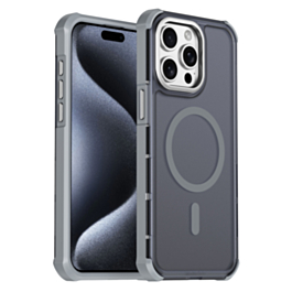 Dual Layer Electroplated Border Wireless Charging Case (GRAY) for iPhone 15 Pro Max (Only Ground Shipping)