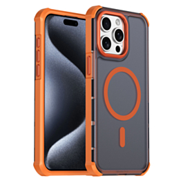 Dual Layer Electroplated Border Wireless Charging Case (ORANGE) for iPhone 15 Pro Max (Only Ground Shipping)
