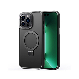 Carbon Wireless Charging Case with Ring Stand - BLACK for iPhone 15 Pro Max (Only Ground Shipping)