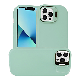 Soft Silicon Protective Case with Camera Stand - TEAL for iPhone 15 Pro Max (Only Ground Shipping)
