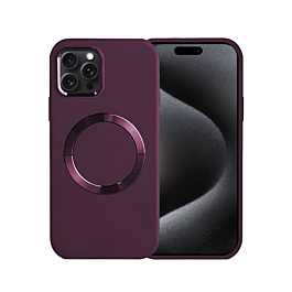 Soft Solid Silicone Case with Wireless Charging - PURPLE for iPhone 15 Pro Max (Only Ground Shipping)