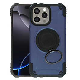 Hybrid Tuff Case with Magnetic Kickstand (DARK BLUE) for iPhone 15 Pro Max (Only Ground Shipping)