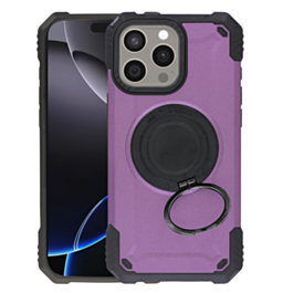 Hybrid Tuff Case with Magnetic Kickstand (PURPLE) for iPhone 15 Pro Max (Only Ground Shipping)
