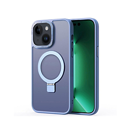iPhone 14 Plus / 15 Plus Carbon Wireless Charging Case with Ring Stand - DARK BLUE (Only Ground Shipping)