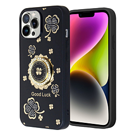 Luxury Diamond Shiny Cases with Ring - BLACK for iPhone 15 Pro (Only Ground Shipping)