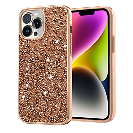 Bling Diamond Dual Layer Protection Case - ROSE GOLD for iPhone 15 Pro (Only Ground Shipping)