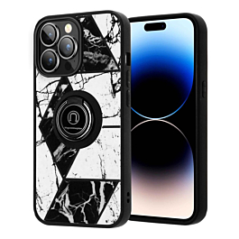 Pattern Design Hard PC Rear / Soft TPU Case with I- ring Holder - Style 3 for iPhone 15 Pro (Only Ground Shipping)