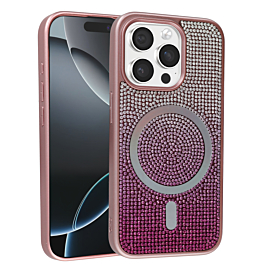 Wireless Charging Bling Diamond Crystal Case - PINK for iPhone 15 Pro (Only Ground Shipping)