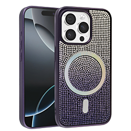 Wireless Charging Bling Diamond Crystal Case - PURPLE for iPhone 15 Pro (Only Ground Shipping)