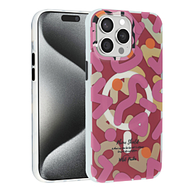 Graffiti Design with Wireless Charging Magnetic Case - PINK for iPhone 15 Pro Max (Only Ground Shipping)