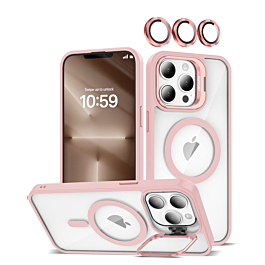 Transpalet Silicone case & Camera stand with Camera Lens - PINK for iPhone 15 Pro Max (Only Ground Shipping)