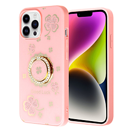 Luxury Diamond Shiny Cases with Ring - PINK for iPhone 15 Pro Max (Only Ground Shipping)