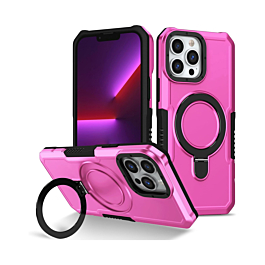 Hard PC Shockproof Case w /Ring Holder - PINK for iPhone 15 Pro Max (Only Ground Shipping)