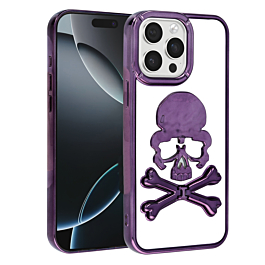 Transparent Skull Design Case - PURPLE for iPhone 15 Pro Max (Only Ground Shipping)