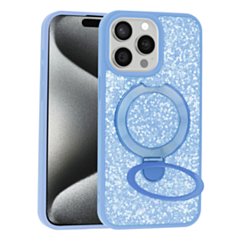 Sparkle Luxury Slim Case with Magnetic Kickstand for iPhone 15 Pro Max (LIGHT BLUE) (Only Ground Shipping)