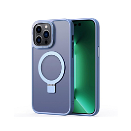 Carbon Wireless Charging Case with Ring Stand - DARK BLUE for iPhone 15 Pro Max (Only Ground Shipping)