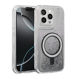 Wireless Charging Protective Glitter Liquid Bumper Case - BLACK for iPhone 15 Pro Max (Only Ground Shipping)