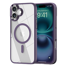 Shiny Magnetic Clear Cases - PURPLE for iPhone 16 (Only Ground Shipping)