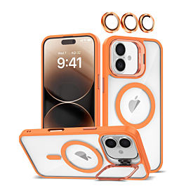 Transpalet Silicone Case (ORANGE) for iPhone 16 with Camera Stand and Camera Lens (Only Ground Shipping)