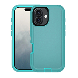 Heavy Duty Case for iPhone 16 (LIGHT TEAL) (Only Ground Shipping)