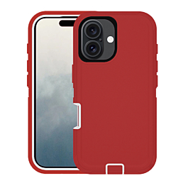Heavy Duty Case for iPhone 16 (RED & WHITE) (Only Ground Shipping)