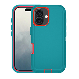 Heavy Duty Case for iPhone 16 (TEAL & RED) (Only Ground Shipping)