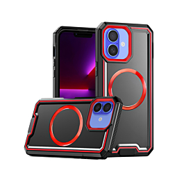 Non - Slip Translucent Matte Wireless Charging Case - BLACK & RED for iPhone 16 (Only Ground Shipping)