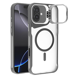 Matte Transparent Camera Stand Case with Wireless Charging for iPhone 16 (GRAY) (Only Ground Shipping)