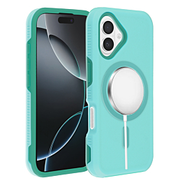 Dual Layer Cases with Wireless Charging - TEAL for iPhone 16 (Only Ground Shipping)