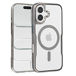 Glossy & Transparent Magnetic Case - TITANIUM for iPhone 16 (Only Ground Shipping)