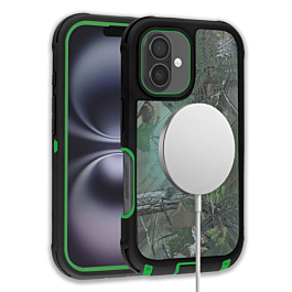Wireless Charging Heavy Duty Case - CAMO GREEN for iPhone 16 (Only Ground Shipping)