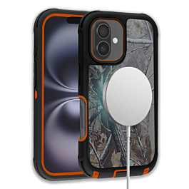 Wireless Charging Heavy Duty Case - CAMO ORANGE for iPhone 16 (Only Ground Shipping)