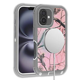 Wireless Charging Heavy Duty Case - CAMO PINK for iPhone 16 (Only Ground Shipping)