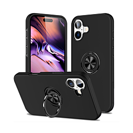 Dual Layer Case with Magnetic Ring - BLACK for iPhone 16 (Only Ground Shipping)