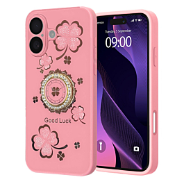 Luxury Diamond Shiny Cases with Ring - PINK for iPhone 16 (Only Ground Shipping)