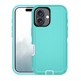 Heavy Duty Case for iPhone 16 (LIGHTTEAL & PINK) (Only Ground Shipping)