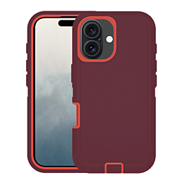 Heavy Duty Case for iPhone 16 (MAROON & RED) (Only Ground Shipping)