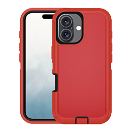Heavy Duty Case for iPhone 16 (RED & BLACK) (Only Ground Shipping)