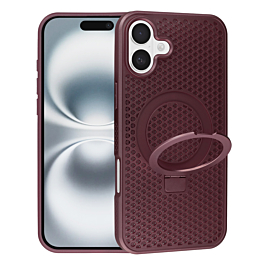 Heat Dissipation Case with Kickstand - WINE RED for iPhone 16 (Only Ground Shipping)
