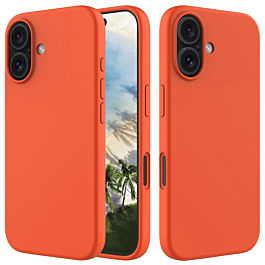 iPhone 16 Soft Solid Silicone Case (Full Buttom Cover) - ORANGE (Only Ground Shipping)