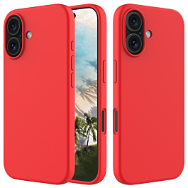 Soft Solid Silicone Case (Full Buttom Cover) - RED for iPhone 16 (Only Ground Shipping)