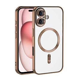 iPhone 16 Plus Shiny Wireless Charging Clear Case - GOLD (Only Ground Shipping)