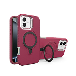 Support Heavy Duty Case with Wireless Charging Kickstand - MAROON for iPhone 16 (Only Ground Shipping)