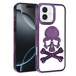 Transparent Skull Design Case - PURPLE for iPhone 16 (Only Ground Shipping)
