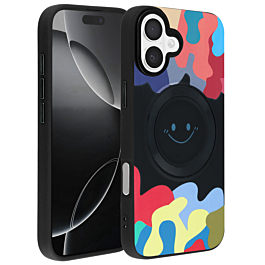 Happy Face Wireless Charging Case - BLACK for iPhone 16 (Only Ground Shipping)