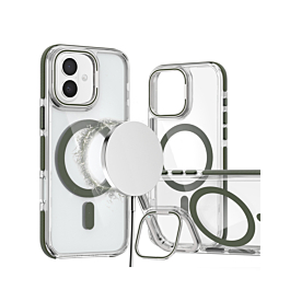 Thin Magnetic Clear Case with Camera Stand Kickstand - GRAY for iPhone 16 (Only Ground Shipping)