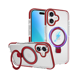 Magnetic Clear Case with Kickstand - RED for iPhone 16 (Only Ground Shipping)