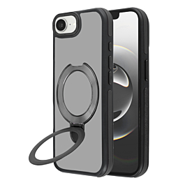Matte Transparent Case with Wireless Charging Kickstand - (BLACK) for iPhone 16e / 17e (Only Ground Shipping)
